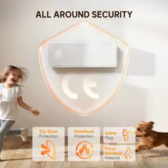 HOMCOM 2000W Ceramic Electric Heater with Fan, Adjustable Thermostat, Wall Mounted - White - 9