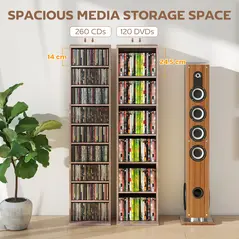 HOMCOM 260 Narrow CD Storage Unit - Natural Wood Finish - 4