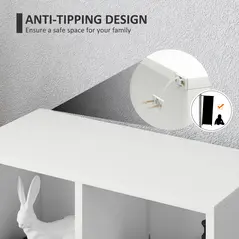 HOMCOM 2-Tier Bookshelf with 5 Compartments - White - 6