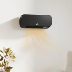 HOMCOM 2000W Wall Mounted Ceramic Space Heater, 10-49°C Temperature, Black - 2