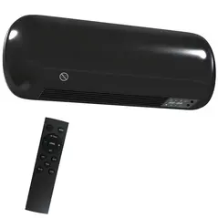 HOMCOM 2000W Ceramic Electric Heater with Fan, Adjustable Thermostat, Wall Mounted - Black - 1