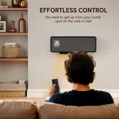 HOMCOM 2000W Ceramic Electric Heater with Fan, Adjustable Thermostat, Wall Mounted - Black - 8