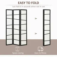 HOMCOM 3 Panel Room Divider, Wooden Folding Privacy Screen, Freestanding Wall Partition Separator for Bedroom, White - 6