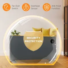 HOMCOM 2000W Electric Convector Heater, Freestanding or Wall Mounted, Space Heater with Adjustable Thermostat, Timer, Grey - 7