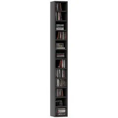HOMCOM 204 CD Tall Narrow Media Storage Tower - Black - 1