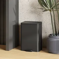 HOMCOM 20L Kitchen Bin with Soft-Close Lid and Stay-Open Function, Stainless Steel Pedal Bin with Removable Inner Bucket for Kitchen, Office, Home, Matte Black - 8