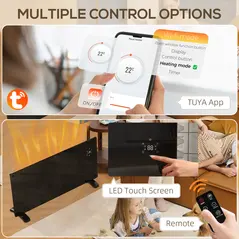 HOMCOM 2000W 5-35℃ Smart Control Heater - Black - 4