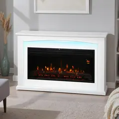 HOMCOM 2000W 5118 BTU Faux Flame Fireplace - White - 9