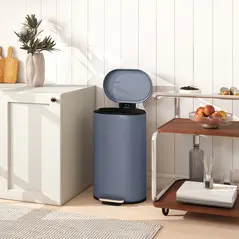 HOMCOM 30 L Modern Curved Kitchen Bin - Grey - 8