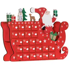 HOMCOM 24-Drawer Reusable Santa Sleigh Christmas Advent Calendar - 1