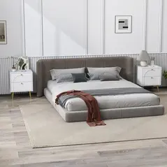 HOMCOM 2-Drawer Bedside Table Set of 2 - White - 2