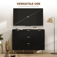 HOMCOM 2-Door Sideboard with 3 Drawers and Adjustable Shelves - Black - 6