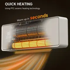 HOMCOM 2000W Ceramic Electric Heater with Fan, Adjustable Thermostat, Wall Mounted - White - 4