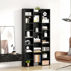 HOMCOM 21-Compartment Bookshelf - Black - 8