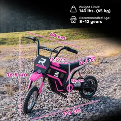 HOMCOM 24V Electric Motorbike with Twist Grip Throttle, Music, Horn, 12" Pneumatic Tyres, 16km/h Max Speed - Pink - 3