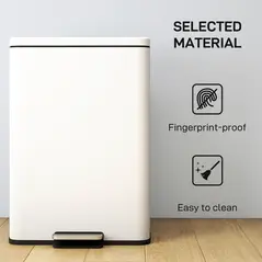 HOMCOM 20L Kitchen Bin with Soft-Close Lid and Stay-Open Function, Pedal Bin with Removable Inner Bucket for Kitchen, Office, Home, Cream - 6