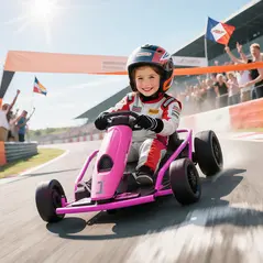 HOMCOM 24V Electric Go Kart for Kids, Drift Ride-On Racing Go Kart with 2 Speeds, for Boys Girls Aged 8-12 Years Old, Pink - 2