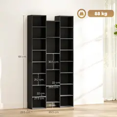 HOMCOM 21-Compartment Bookshelf - Black - 3