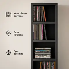 HOMCOM 204 CD Tall Narrow Media Storage Tower - Black - 5