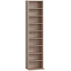 HOMCOM 260 Narrow CD Storage Unit - Natural Wood Finish - 1