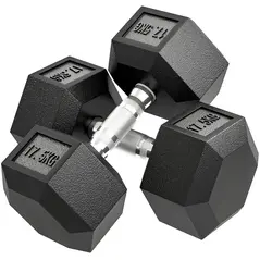 HOMCOM 2x17.5KG Rubber Hex Dumbbell Portable Hand Weights Dumbbell Home Gym - 1