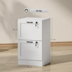 HOMCOM 2-Drawer Filing Cabinet with Lock - White - 3