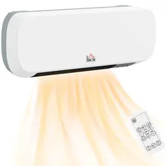 HOMCOM 2000W Wall Mounted Ceramic Space Heater, 10-49°C Temperature, White - 1