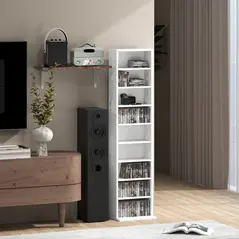 HOMCOM 260 Narrow CD Storage Unit - White - 9