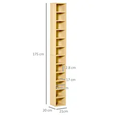 HOMCOM 204 CD Tall Narrow Media Storage Tower - Oak Tone - 3