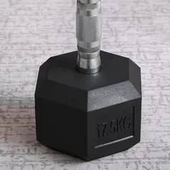 HOMCOM 2x17.5kg Rubber Hex Dumbbell Portable Hand Weights Dumbbell Home Gym Workout Fitness Hand Dumbbell - 8