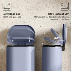 HOMCOM 30 L Modern Curved Kitchen Bin - Grey - 5