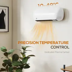 HOMCOM 2000W Ceramic Electric Heater with Fan, Adjustable Thermostat, Wall Mounted - White - 7
