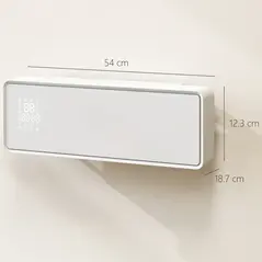 HOMCOM 2000W Ceramic Electric Heater with Fan, Adjustable Thermostat, Wall Mounted - White - 3