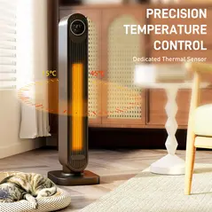 HOMCOM 2000W Ceramic Electric Heater with Fan, Timer, Oscillation - Black - 7