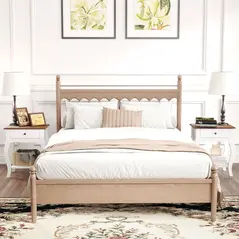 HOMCOM 2pcs Bedside Tables with Drawer, French Style Bedside Cabinets with Open Shelf for Bedroom, Living Room, White - 2