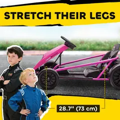 HOMCOM 24V Electric Go Kart for Kids, Drift Ride-On Racing Go Kart with 2 Speeds, for Boys Girls Aged 8-12 Years Old, Pink - 6