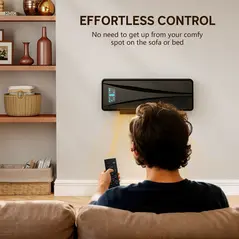 HOMCOM 2000W Ceramic Electric Heater with Fan, Adjustable Thermostat, Wall Mounted - Black - 8