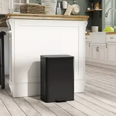 HOMCOM 20L Kitchen Bin with Soft-Close Lid and Stay-Open Function, Stainless Steel Pedal Bin with Removable Inner Bucket for Kitchen, Office, Home, Matte Black - 2