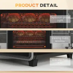 HOMCOM 20L 90-230℃ Mini Convection Oven, with Air Fry Function - Black - 8