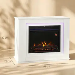 HOMCOM 2000W 6824 BTU Faux Flame Fireplace - White - 3