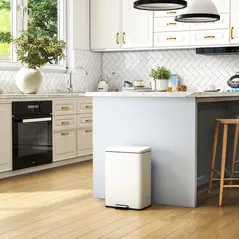 HOMCOM 20L Kitchen Bin with Soft-Close Lid and Stay-Open Function, Pedal Bin with Removable Inner Bucket for Kitchen, Office, Home, Cream - 9