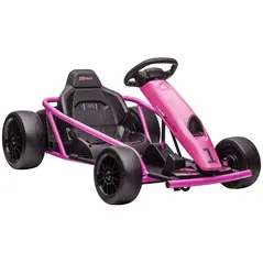HOMCOM 24V Electric Go Kart for Kids, Drift Ride-On Racing Go Kart with 2 Speeds, for Boys Girls Aged 8-12 Years Old, Pink - 1