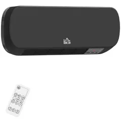 HOMCOM 2000W Wall Mounted Ceramic Space Heater, 10-49°C Temperature, Black - 1