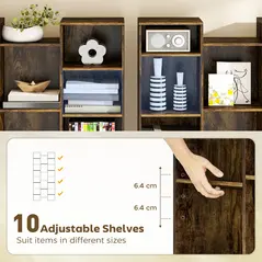 HOMCOM 21-Compartment Bookshelf - Brown - 5