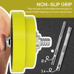 HOMCOM 20KGS 2-In-1 Dumbbell & Barbell Adjustable Set Strength Muscle Exercise Fitness Plate Bar Clamp Rod Home Gym Sports Area, Yellow - 7