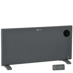 HOMCOM 2000W Electric Convector Heater, Freestanding or Wall Mounted, Space Heater with Adjustable Thermostat, Timer, Grey - 1