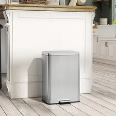 HOMCOM 20L Kitchen Bin with Soft-Close Lid and Stay-Open Function, Stainless Steel Pedal Bin with Removable Inner Bucket for Kitchen, Office, Home, Silver Tone - 8