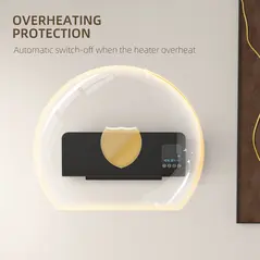 HOMCOM 2000W Wall Mounted Heater, 18-45°C Temperature, Black - 6