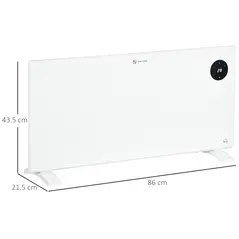 HOMCOM 2000W Electric Convector Heater, Freestanding or Wall Mounted, Space Heater with Adjustable Thermostat, Timer, White - 3