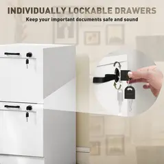 HOMCOM 2-Drawer Filing Cabinet with Lock - White - 6